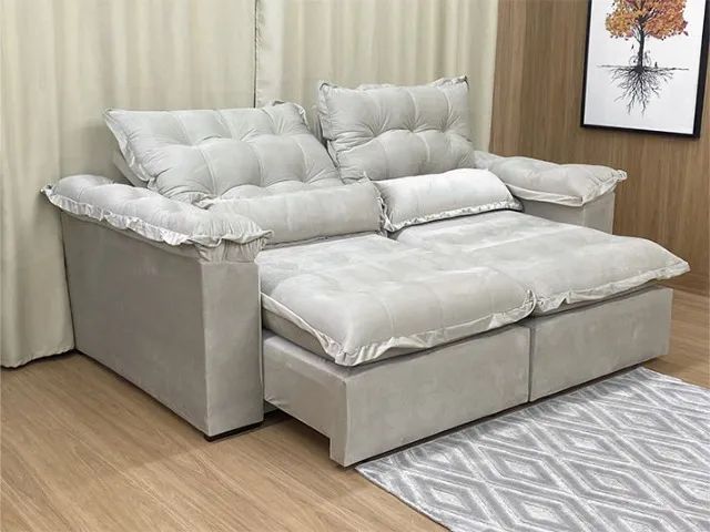 Sofá retrátil malvidas branco 5 pessoas - Foto 2