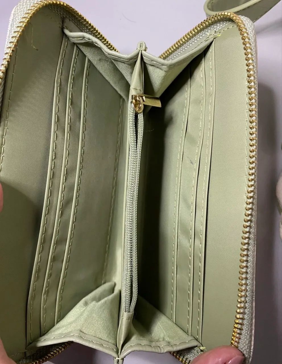 Mochila branca e verde Santinato e carteira  - Foto 2