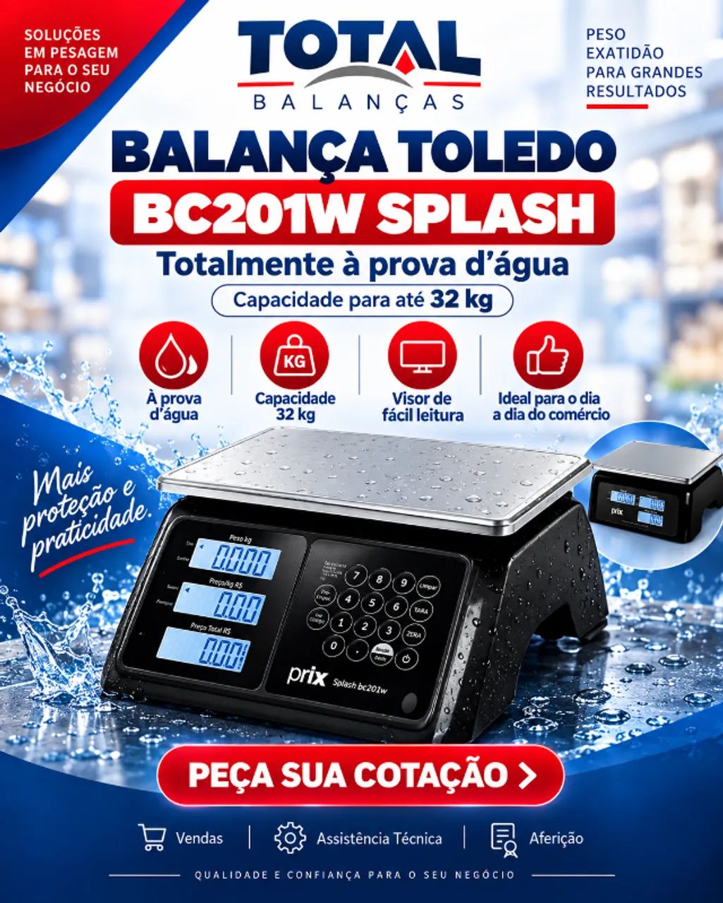 Balança Comercial BC201W - A prova D´água