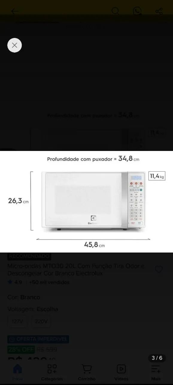 Microondas Eletrolux 20 litros - Foto 2