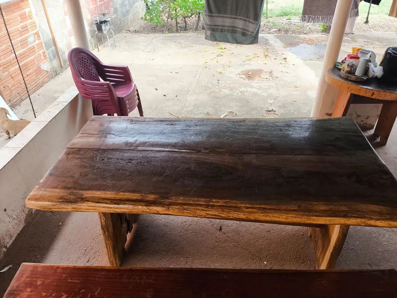 Mesa de madeira rústica maciça - Resistente - Foto 3
