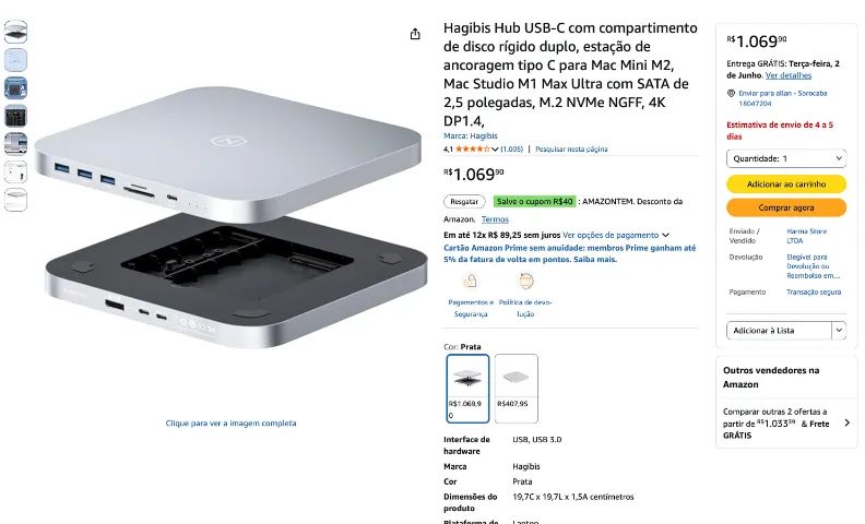 Mac Mini M2 Pro 16GB RAM 512GB SSD - Perfeito Estado & Dock