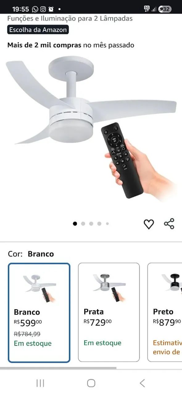 Ventilador arno vx13 branco controle remoto NOVO
