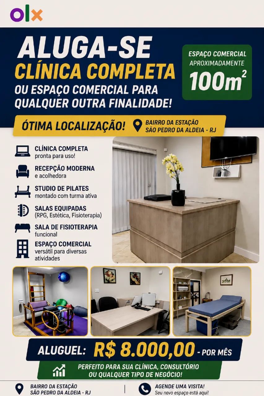 ALUGA-SE CLÍNICA COMPLETA OU ESPAÇO COMERCIAL - SÃO PEDRO DA ALDEIA/RJ