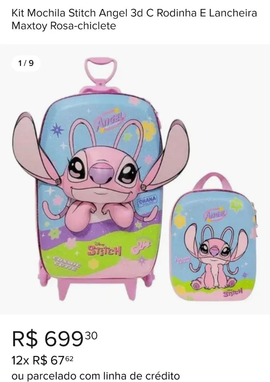Mochila e Lancheira Angel Stich