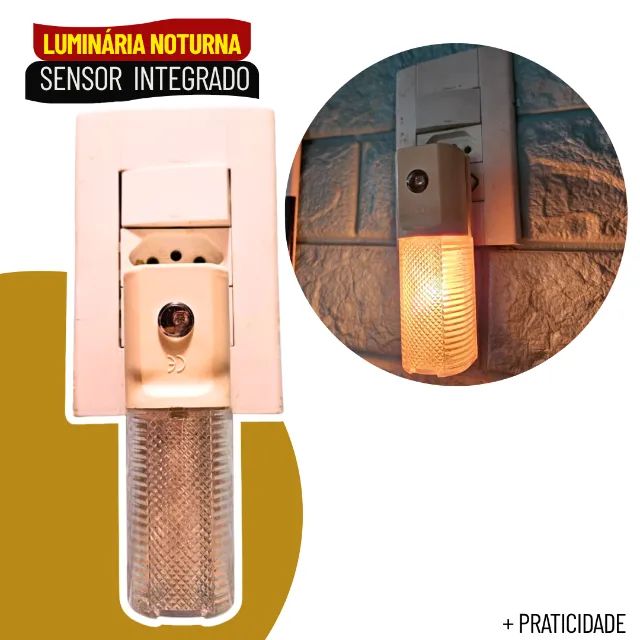 Stenio - Mini Abajur Noturno Bivolt com Sensor Automático para Tomada - SCS61