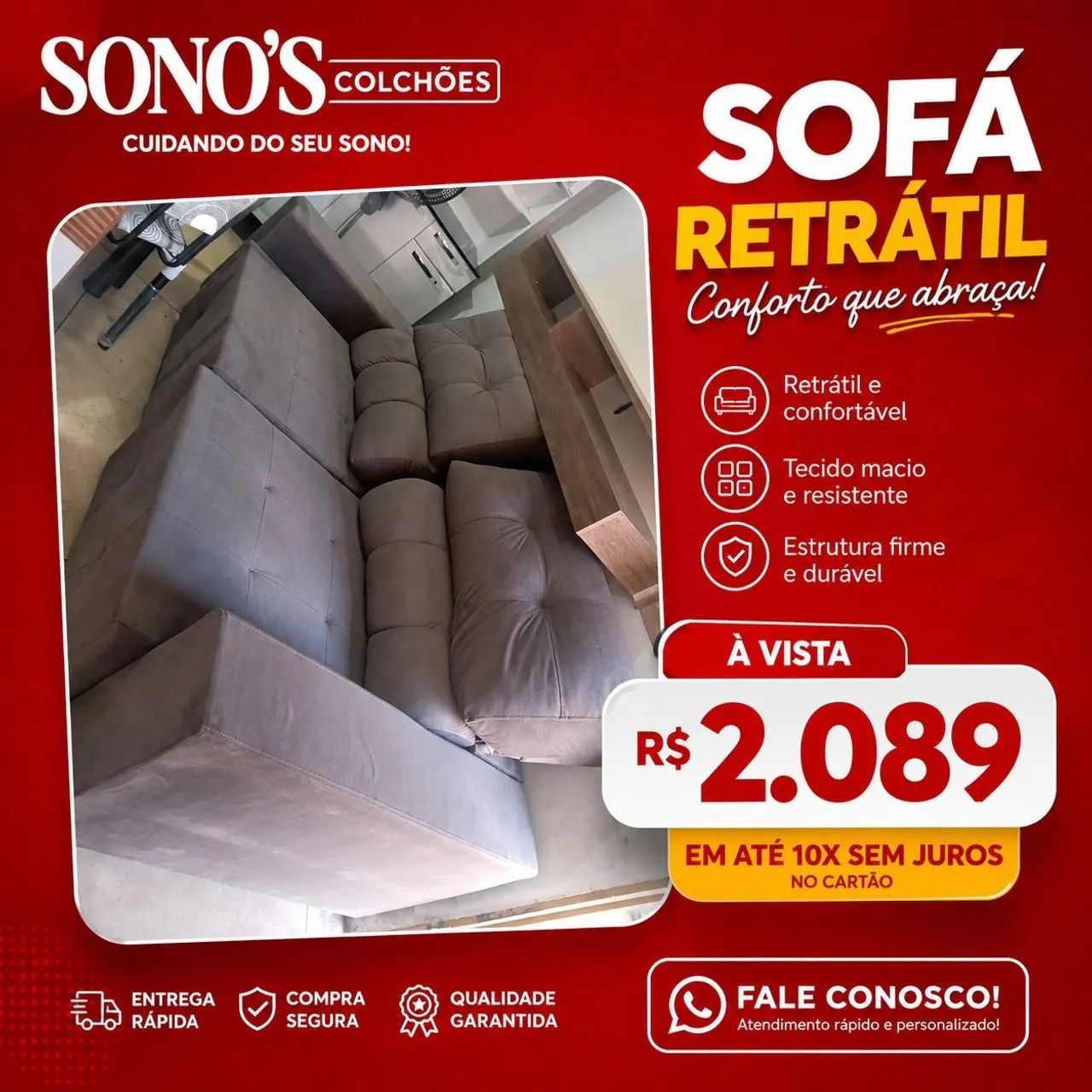 Sofá novo reclinável e retrátil 