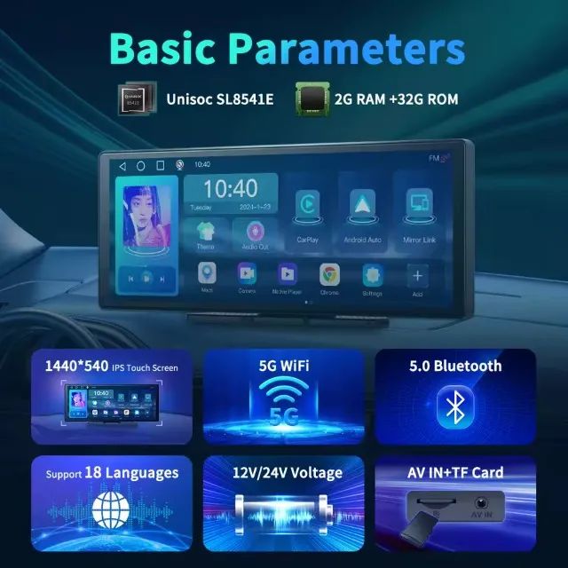 Multimídia Portátil 11,3 polegadas , Android 13 , Carplay/Android auto sem fio - Foto 3