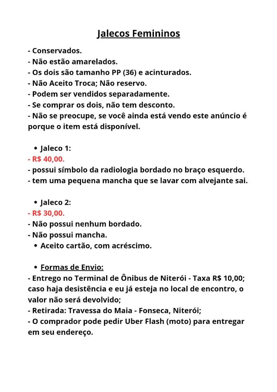 Jaleco Feminino 