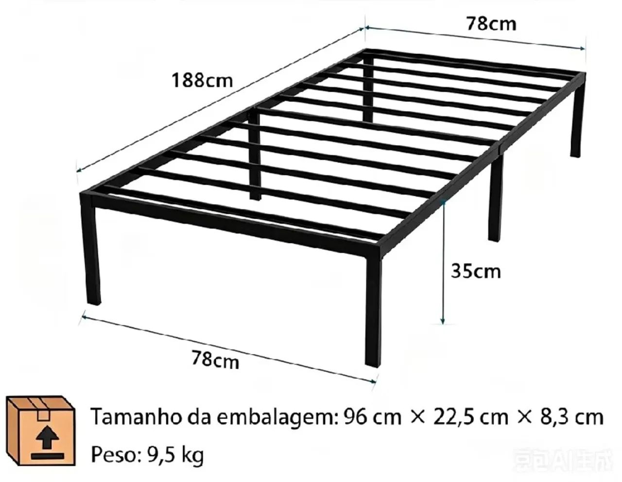 Cama de Ferro Solteiro Reforçada - Base de Ferro Resistente  - Foto 2