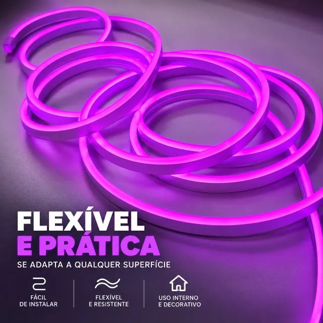 Fita LED Neon Roxa 5 Metros USB Flexível para Carro Quarto e Setup - Foto 5