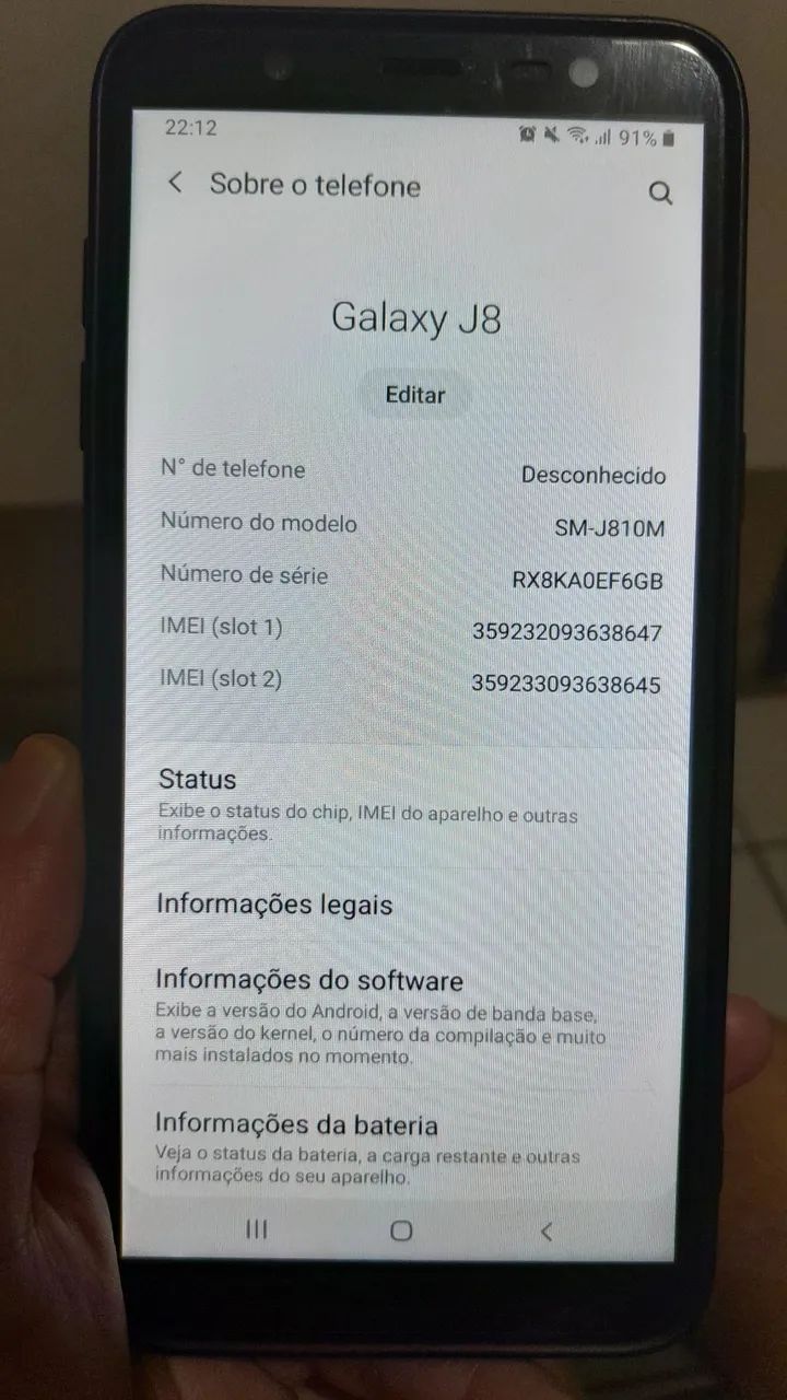VENDE-SE CELULAR SAMSUNG J8