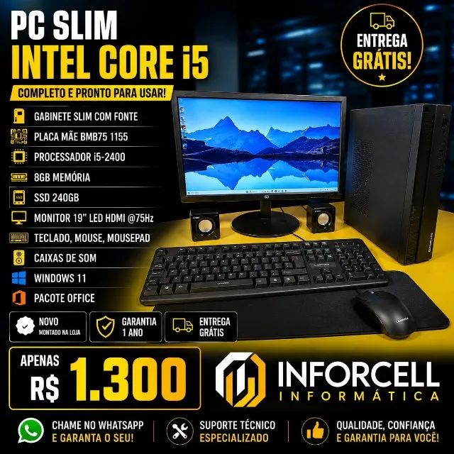 Pc Slim Core i5-2400 8gb Ram Ssd 240gb Tela 19