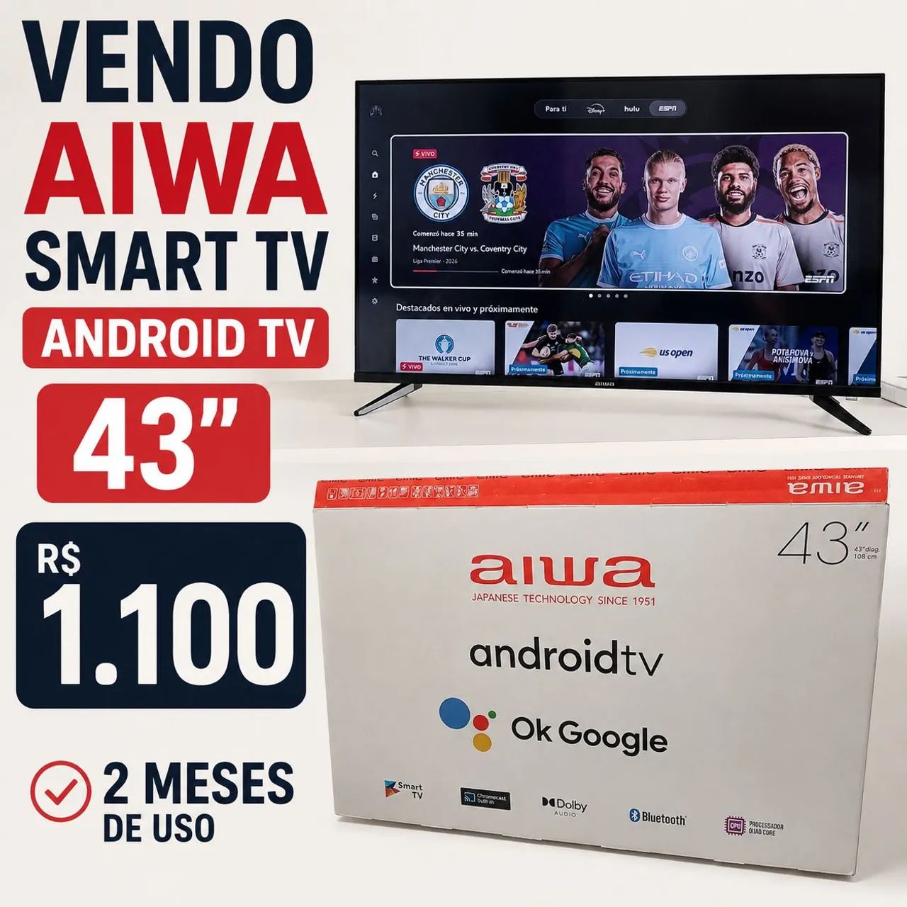 Vendo Tv 43" AIWA Android tv