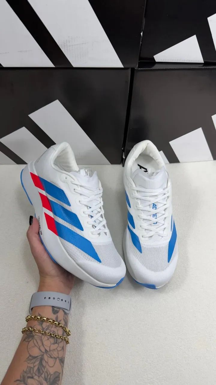 Tênis Adidas Adizero Masculino Importado Cor: Branco/Azul - Disponível 38 ao 43 - Foto 5