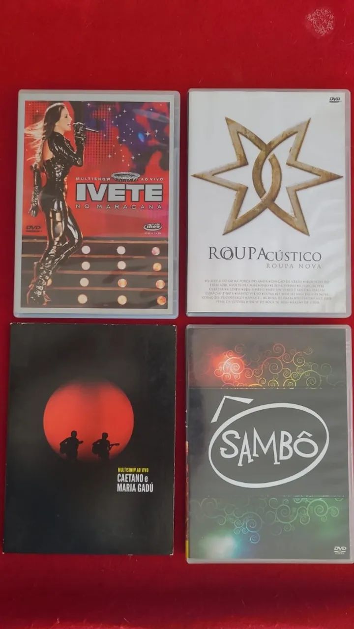 Lote com 4 DVDs shows MPB ao vivo ROUPA NOVA IVETE CAETANO SAMBÔ