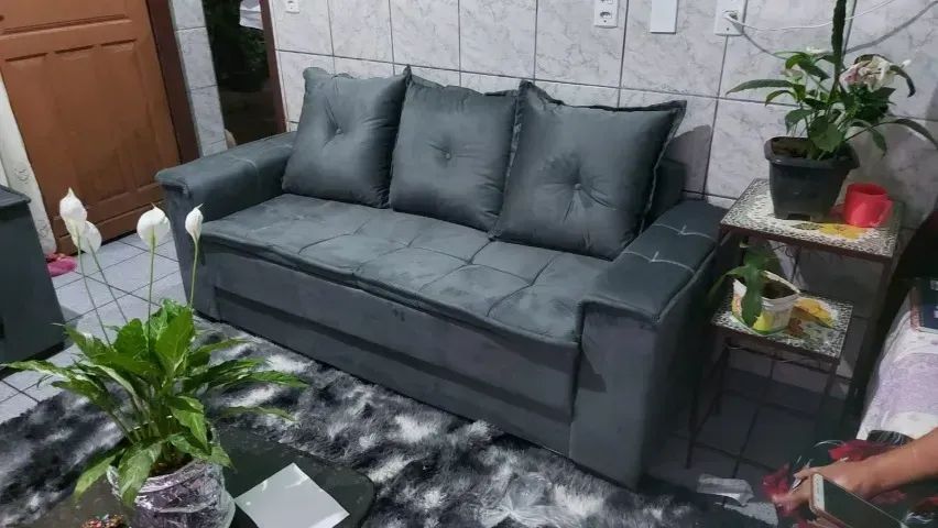 Sofá 2 e 3 lugares Barcelona Cinza FRETE GRÁTIS - Foto 4