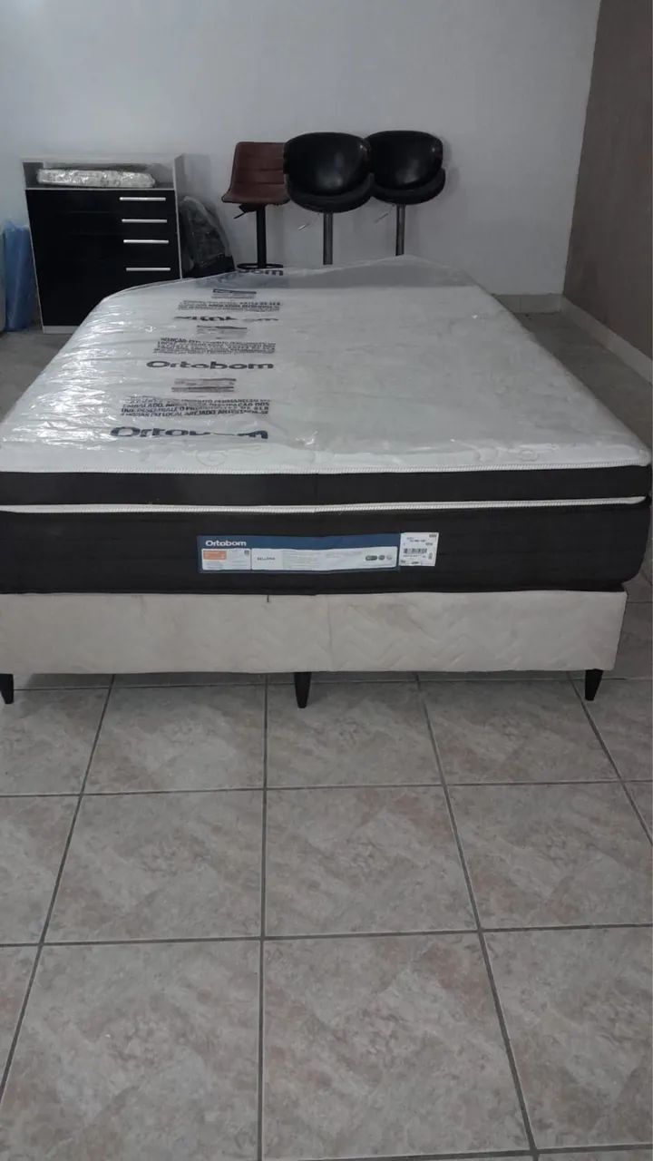CAMA QUEEN - Base e Colchão BELLONA da Ortobom
