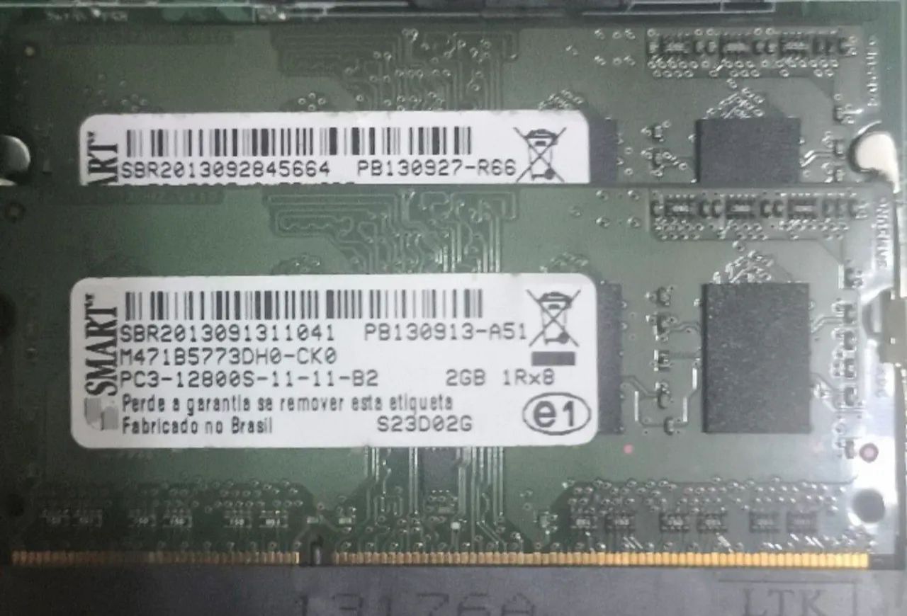 Memória ram 4 gb (2 de 2 gigas) ddr3