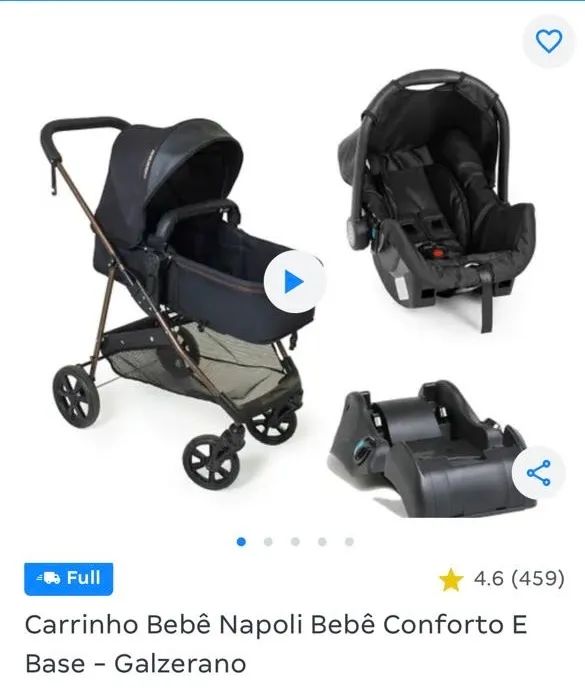 Carrinho Moisés com bebê  sem marca de uso com base para carro - Foto 2