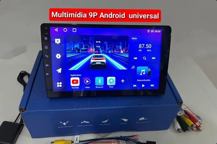 Multimídia  9P android  4ram  64g GB carplay YouTube wifi Waze Netflix universal 