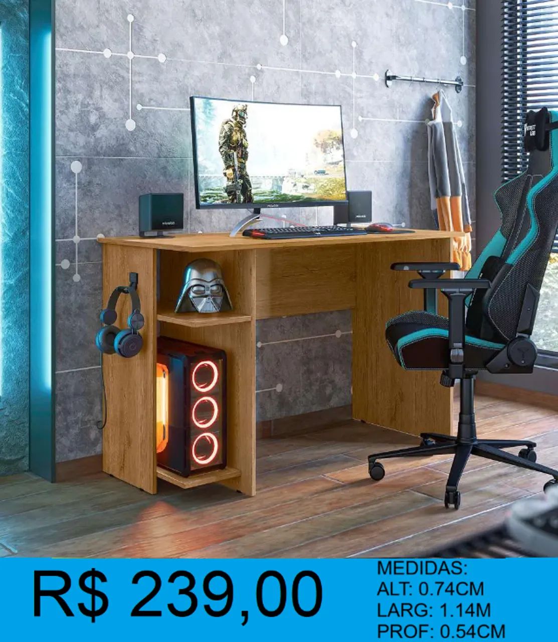 Mesa gamer - Emtrega e montagem grátis  - Foto 4