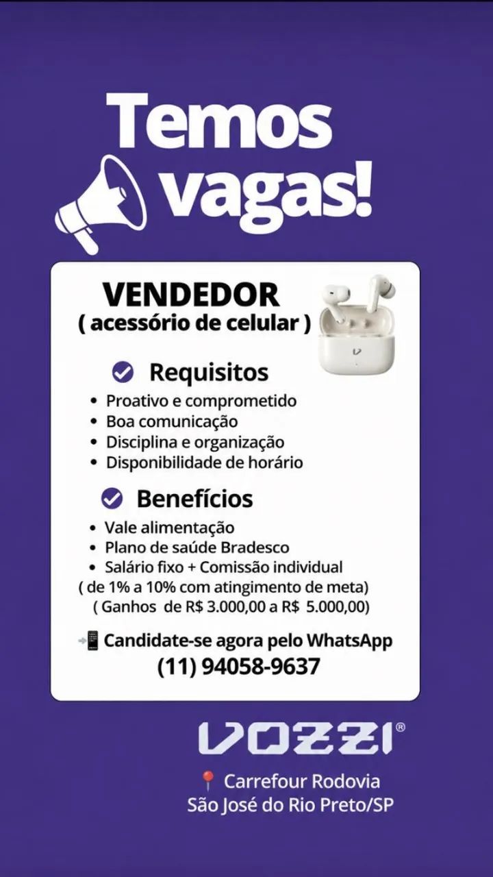 Vendedor - Com ou sem experiência