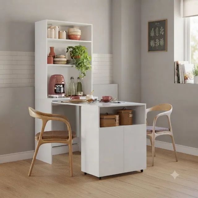 Mesa de escritório branca dobravel 
