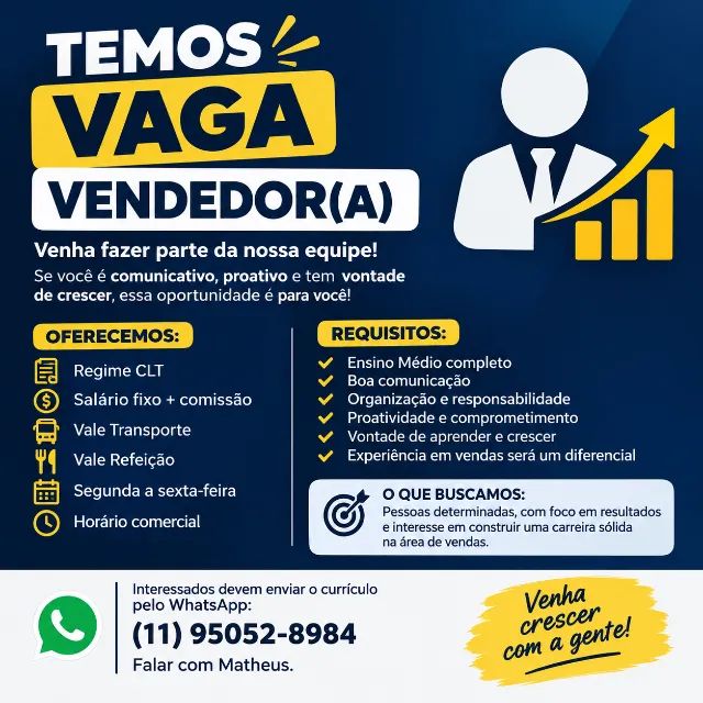 VAGA PARA SETOR COMERCIAL 