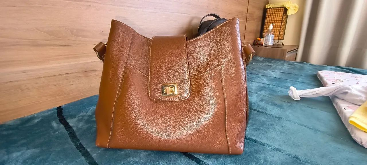 Bolsa de Couro Marrom - Foto 4