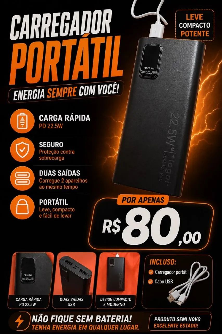 Celular Samsung e carregador portátil  - Foto 2