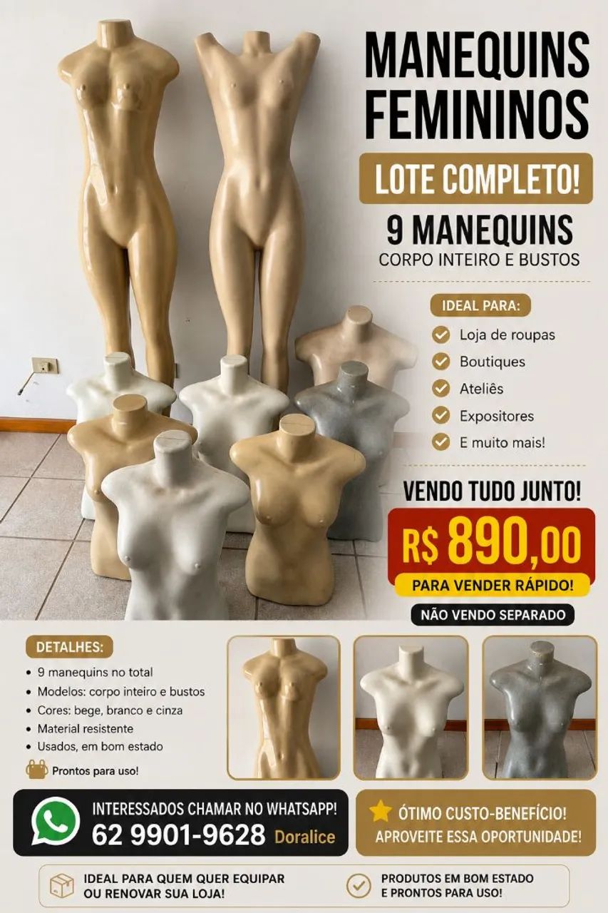 VENDE-SE LOTE DE MANEQUINS FEMININOS