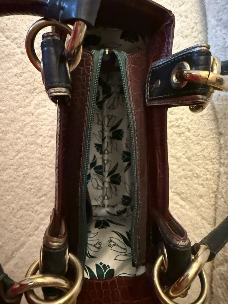 Bolsa Saad, tecido e couro, diferenciada, pouco usada. - Foto 4