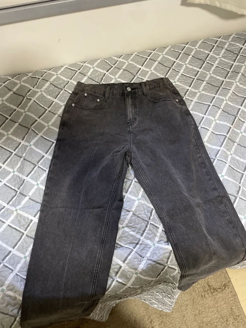 Calça Jeans Cinza Reta