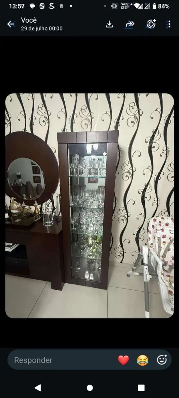 Conjunto Cristaleira Buffet com espelho