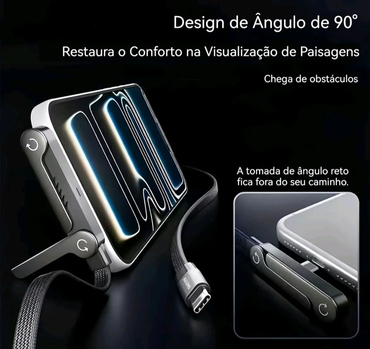 Cabo de celular tipo C turbo com suporte de celular - Foto 4