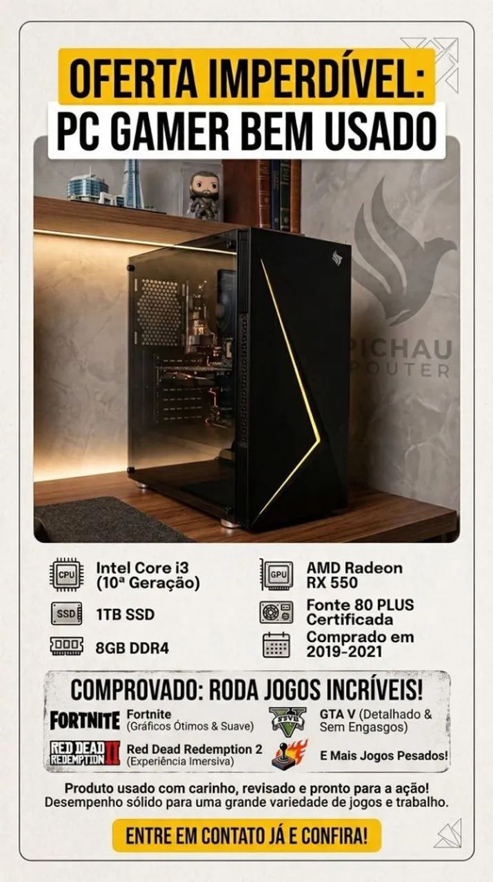 Computador Gamer (Para jogos e Estudo)
