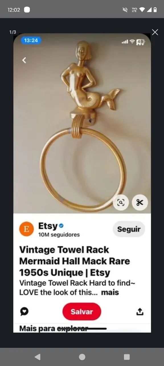 Suporte para toalha dos anos 50 - Foto 2