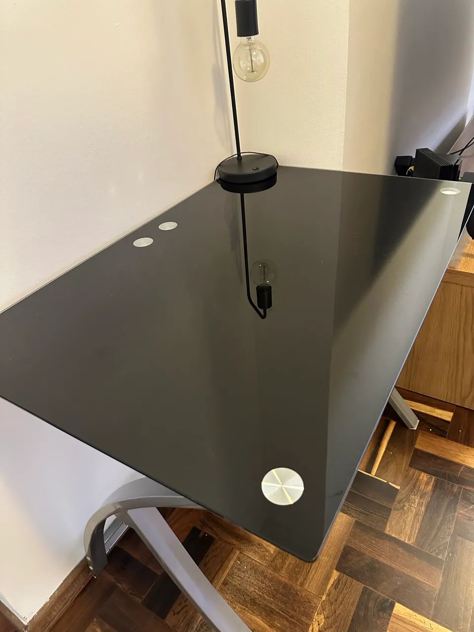 Escrivaninha de Vidro Preta - Moderna e Conservada