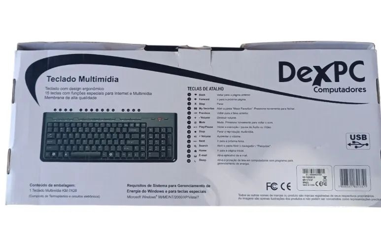 TECLADO DEXPC USB MULTIMIDIA ABNT2 PRETO K98 - Foto 3