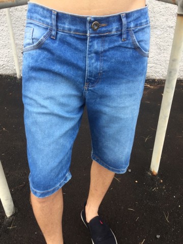 Bermuda jeans com elastano, short masculino jeans  - Foto 4