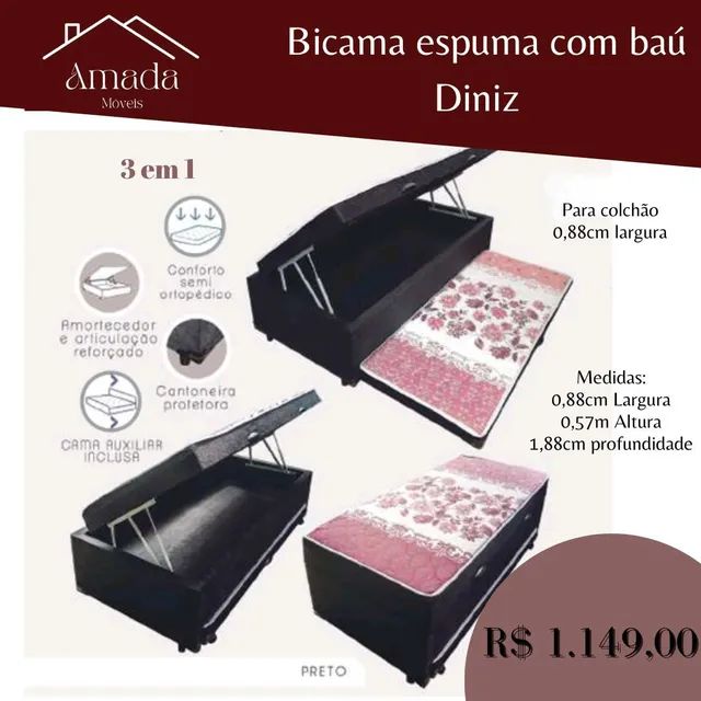 base box solteiro com cama auxiliar , Entrega  em 3 dias  - Foto 5