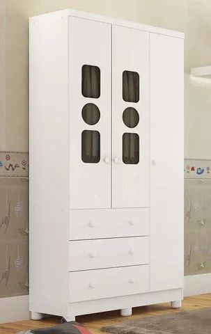 Guarda Roupa Infantil 3 Portas Tedy 100% MDF(Novo) - Foto 3