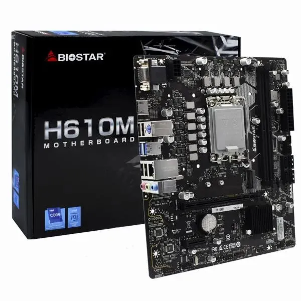 Placa Mãe Biostar H610MH, Intel LGA 1700, 12 Geração, mATX, DDR4, Nova, Lacrada