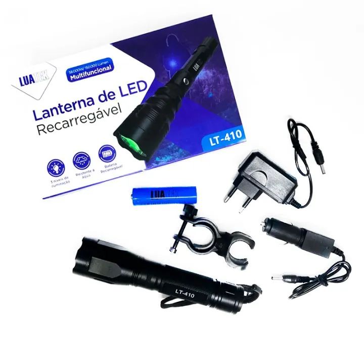 Lanterna Tática De Led Luz Verde Recarregável 58000w Luatek  - Foto 2