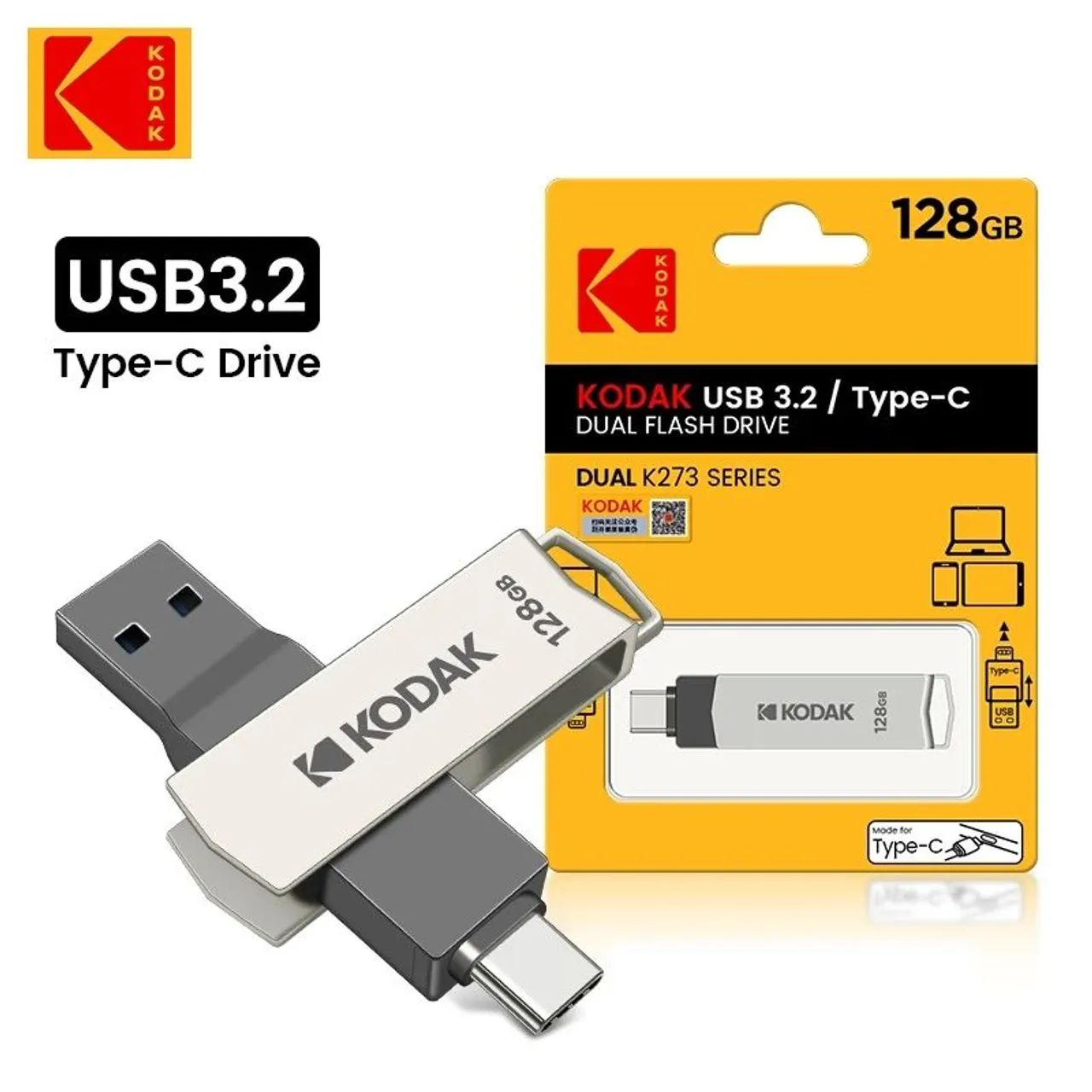 Pendrive 128gb Original Kodac Tipo C USB 3.2 - Foto 2