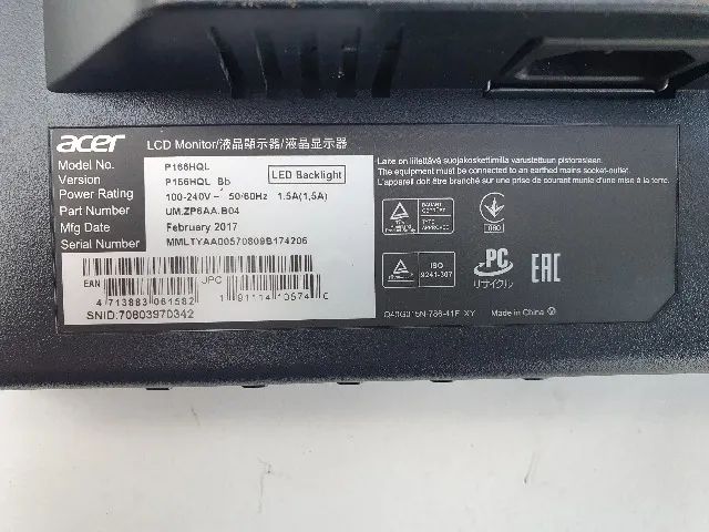 MONITOR ACER LED 15.6 POLEGADAS LCD WIDESCREEN P166HQL ?SEM BASE? - 79,00 - Foto 5