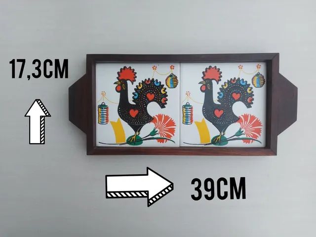 Bandeja em Azulejo  e Sino de mão  Galo Barcelos  - Foto 4