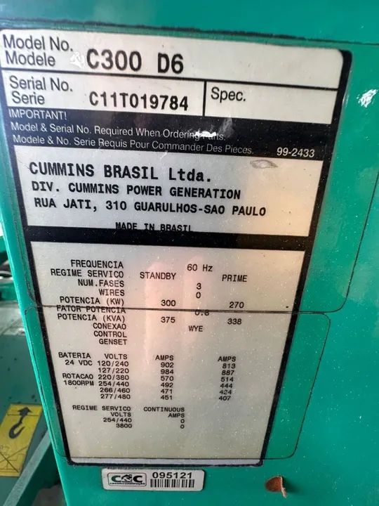 Gerador Cummins C300 D6 375KVA - Foto 3