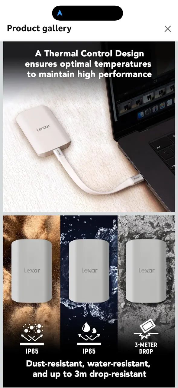 Lexar SSD Externo 1TB, Magnético, USB-C até 2000mb/s - Foto 3
